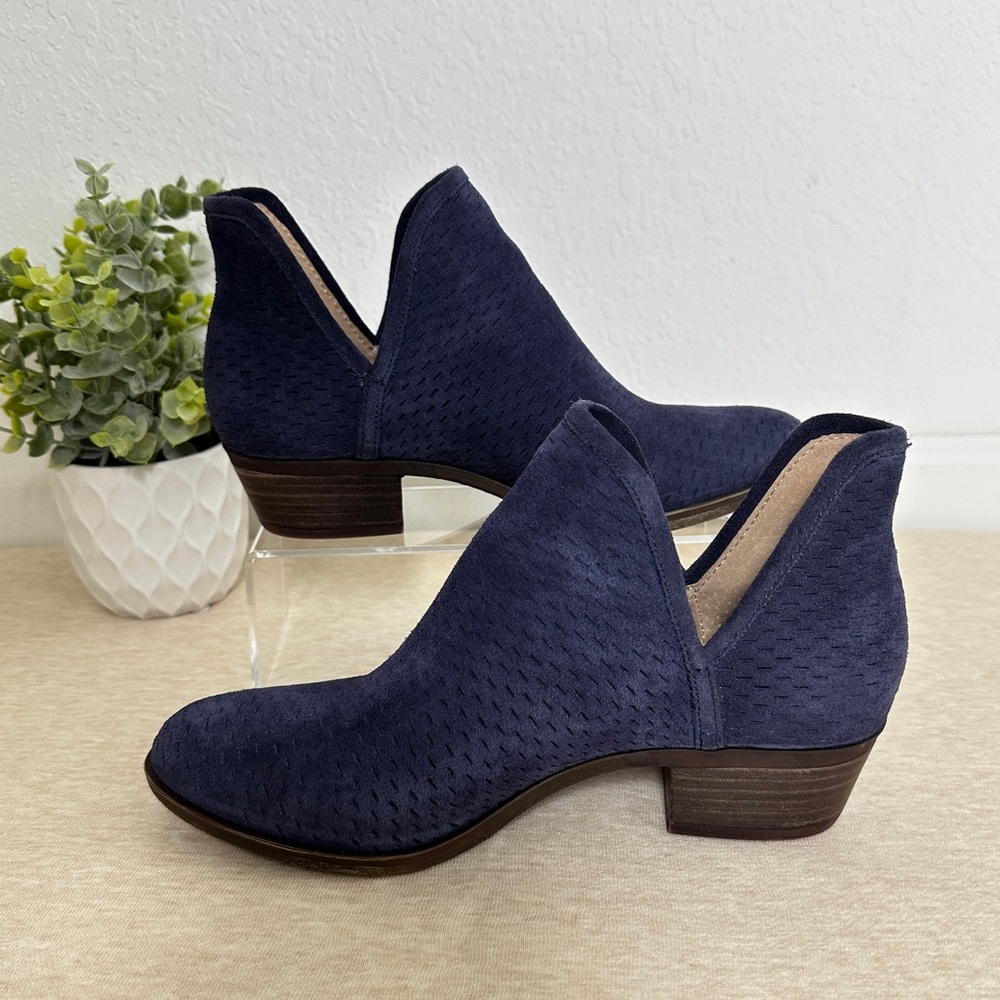 Lucky Brand Women’s Balei Heel Ankle Blue Leather Bootie Size 6.5 - Picture 2 of 14